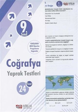 9. Sınıf Coğrafya Yaprak Testleri