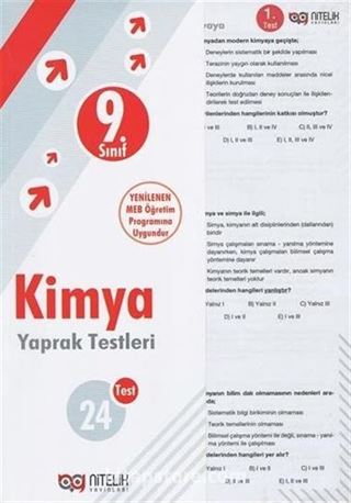 9. Sınıf Kimya Yaprak Testleri