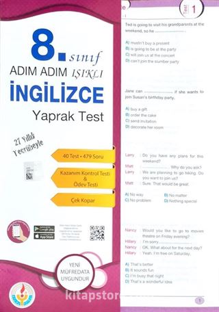 8. Sınıf Adım Adım Işıklı İngilizce Yaprak Test