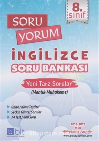 8. Sınıf Soru Yorum İngilizce Soru Bankası