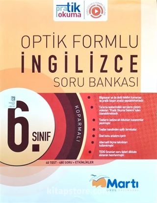 6. Sınıf İngilizce Soru Bankası Optik Formlu