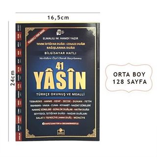 41 Yasini Şerif Türkçe Okunuş ve Mealli Orta Boy (Yasin 036)