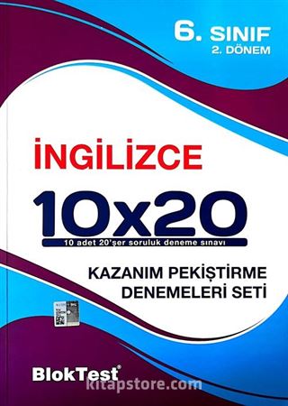 6. Sınıf 2.Dönem İngilizce 10x20 Kazanım Pekiştirme Denemeleri Seti