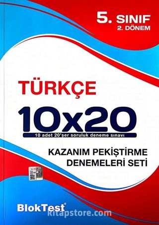 5. Sınıf 2.Dönem Türkçe 10x20 Kazanım Pekiştirme Denemeleri Seti