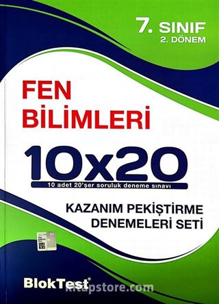 7. Sınıf 2.Dönem Fen Bilimleri 10x20 Kazanım Pekiştirme Denemeleri Seti