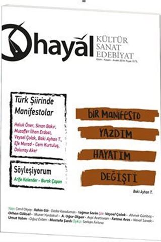 Hayal Kültür Sanat Edebiyat Dergisi Sayı:67 Ekim-Kasım-Aralık 2018