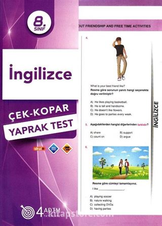 8. Sınıf İngilizce Çek-Kopar Yaprak Test