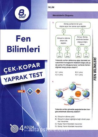 8. Sınıf Fen Bilimleri Çek-Kopar Yaprak Test