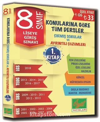 8. Sınıf Konularına Göre Tüm Dersler Çıkmış Sorular ve Ayrıntılı Çözümleri 1. Kitap