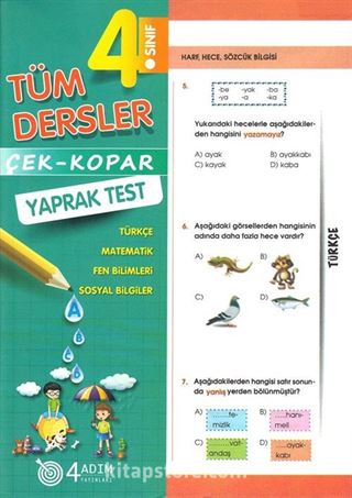 4. Sınıf Tüm Dersler Çek-Kopar Yaprak Test