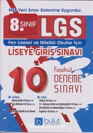 8. Sınıf LGS Tüm Dersler 10 Fasikül Deneme Sınavı