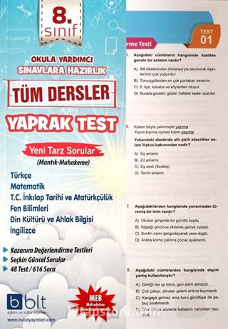 8. Sınıf Tüm Dersler Yaprak Test