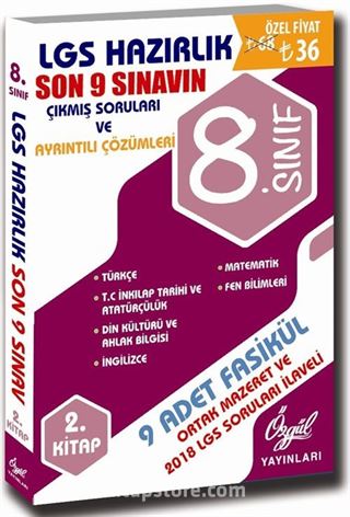 LGS Hazırlık Son 9 Sınavın Çıkmış Soruları ve Ayrıntılı Çözümleri 2. Kitap