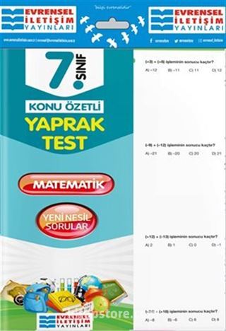 7. Sınıf Matematik Konu Özetli Yaprak Test