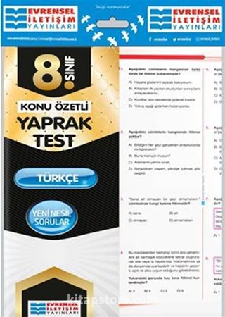 8. Sınıf Türkçe Konu Özetli Yaprak Test