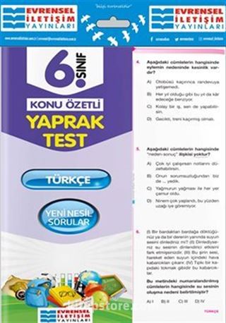 6. Sınıf Türkçe Konu Özetli Yaprak Test