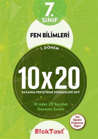 7. Sınıf Bloktest 1.Dönem Fen Bilimleri 10x20 Kazanım Pekiştirme Denemeleri Seti