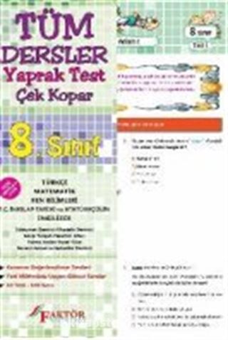 8. Sınıf Tüm Dersler Yaprak Test (Yeni Müfredat)