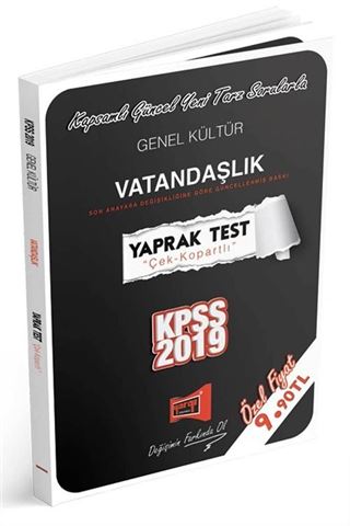 2019 KPSS Genel Kültür Vatandaşlık Çek Kopartlı Yaprak Test