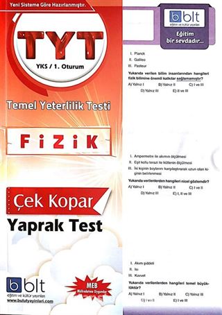 TYT Fizik Çek Kopar Yaprak Test