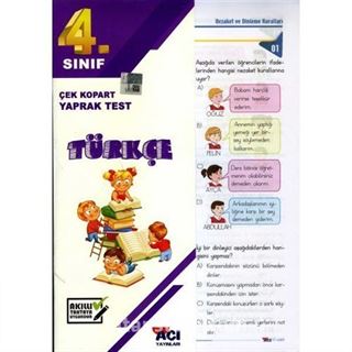 4. Sınıf Türkçe Çek Kopart Yaprak Test