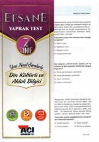 7. Sınıf Din Kültürü ve Ahlak Bilgisi Çek Kopart Yaprak Test