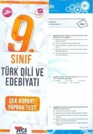 9. Sınıf Tük Dili ve Edebiyatı Çek Kopart Yaprak Test