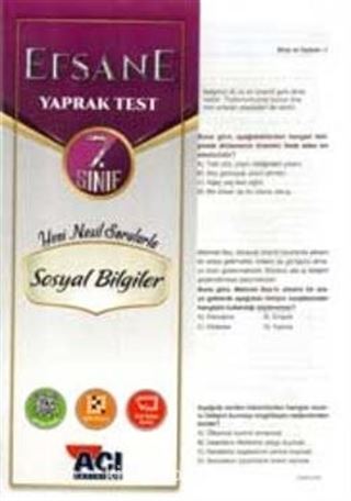 7. Sınıf Sosyal Bilgiler Çek Kopart Yaprak Test