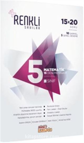 5. Sınıf Matematik 15 Deneme Sınavı - Renkli Sayılar