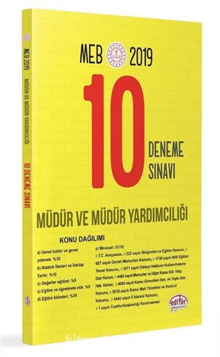 MEB Müdür Ve Müdür Yardımcılığı 10 Deneme Sınavı