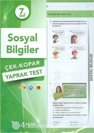 7. Sınıf Sosyal Bilgiler Çek Kopar Yaprak Test