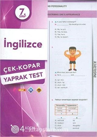 7. Sınıf İngilizce Yaprak Test