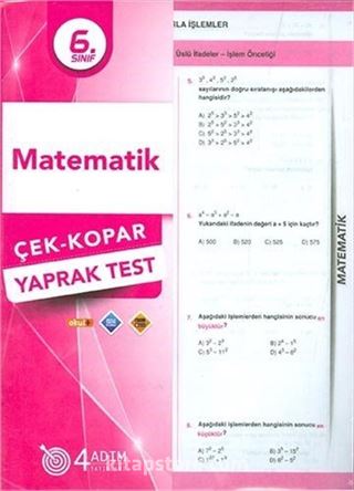 6. Sınıf Matematik Yaprak Test