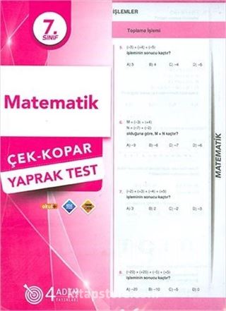 7. Sınıf Matematik Çek Kopar Yaprak Test