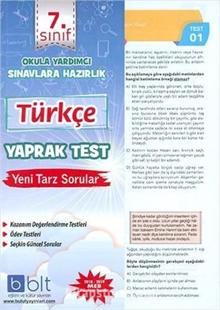 7.Sınıf Türkçe Yaprak Test