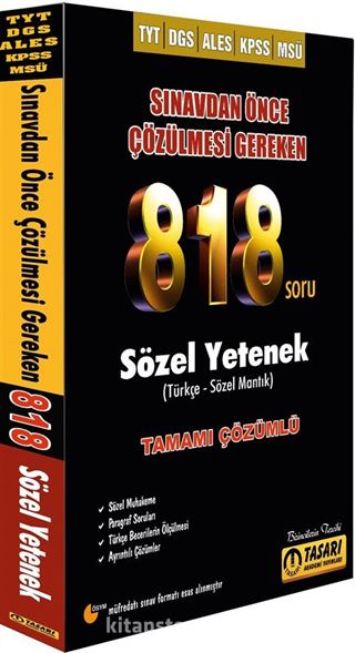 DGS TYT ALES 818 Sözel Soru Bankası