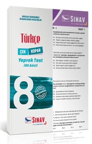 8. Sınıf Türkçe Çek Kopar Yaprak Test