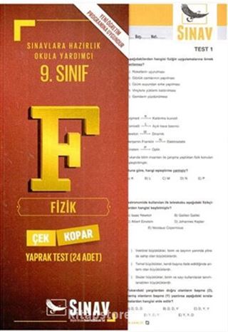 9. Sınıf Fizik Çek Kopar Yaprak Test