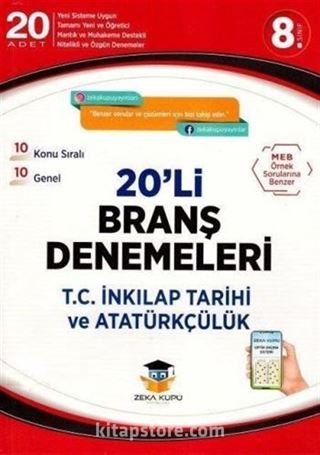 8. Sınıf T.C İnkılap Tarihi ve Atatürkçülük 20 li Branş Denemeleri