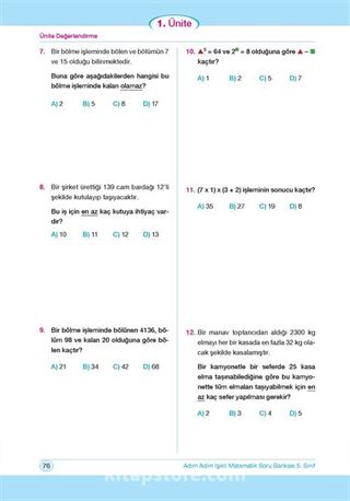 5. Sınıf Matematik Soru Bankası, Adım Adım Işıklı