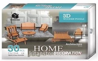 Ev Eşyaları Home Decoration 3D Wooden Puzzle Ahşap (30 Parça)