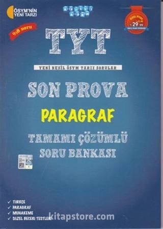 TYT Son Prova Paragraf Tamamı Çözümlü Soru Bankası