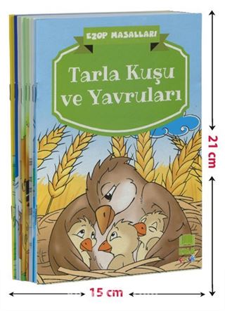 Ezop Masalları Seti 1 ve 2. Sınıflar için Düz Yazılı (10 Kitap Takım, Küçük Boy)