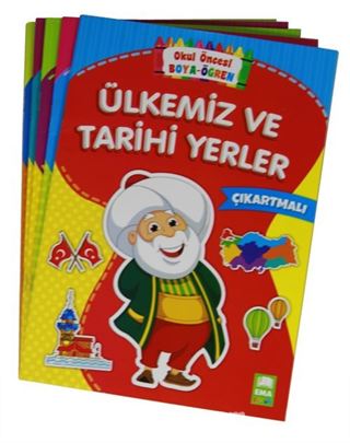 Okul Öncesi Boya Öğren Seti Çıkartmalı (5 Kitap)