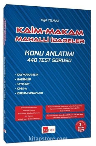 Kaim Makam Mahalli İdareler Konu Anlatımlı Çözümlü Soru Bankası