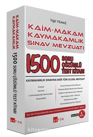 Kaim Makam Kaymakamlık Sınav Mevzuatı 1500 Soru Çözümlü Test Kitabı