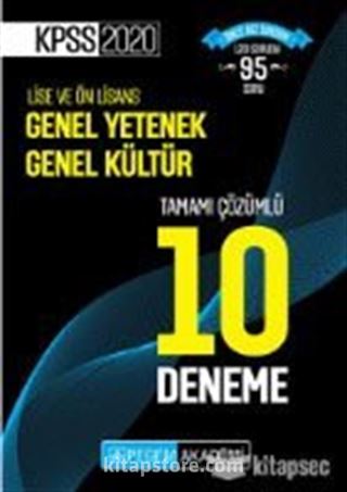 2020 KPSS Lise ve Önlisans Adayları İçin Tamamı Çözümlü 10 Deneme