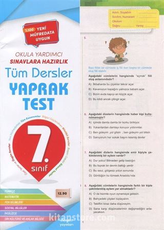 7. Sınıf Tüm Dersler Yaprak Test