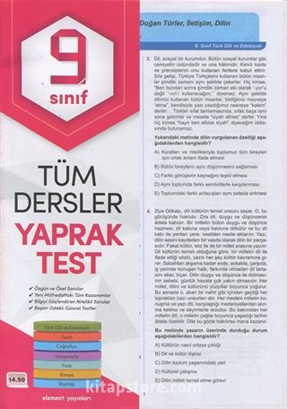 9. Sınıf Tüm Dersler Yaprak Test