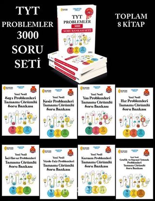 TYT Problemler 3000 Soru Bankası Seti (8 Kitap)